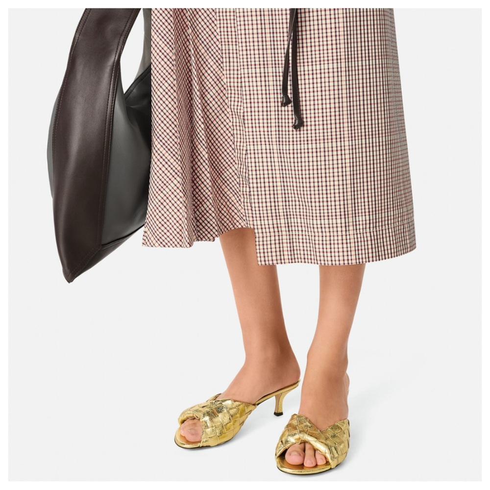 Bottega Veneta Blink Gold Heeled Mules